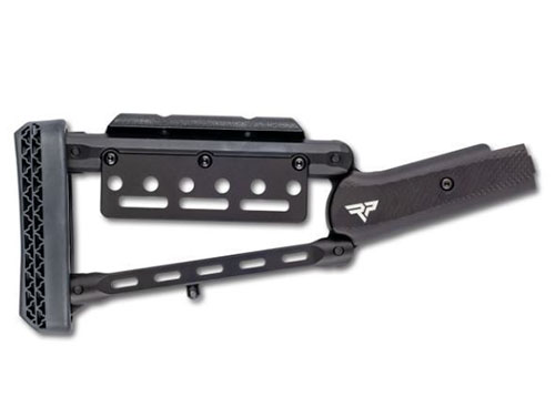 Le GForce Hugtek Lever Stock est léger (595 g), durable en aluminium anodisé, avec un réglage de la hauteur de joue et un pad de recul pour un confort optimal.